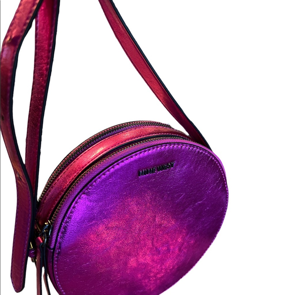Nine West Hot Metallic Pink Round Crossbody Purse